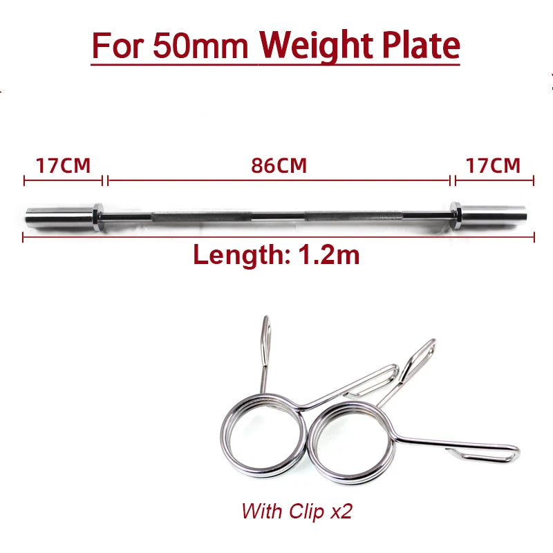 Standard Straight and Curved Dumbbell Bars, Weight Lift, Training Barbell, Gym and Home, Fitness Equipment, 25mm, 1.2m, 1.5m