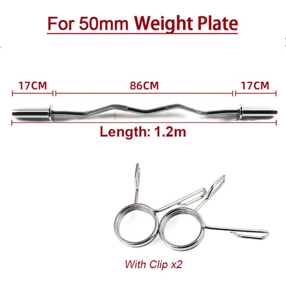 Standard Straight and Curved Dumbbell Bars, Weight Lift, Training Barbell, Gym and Home, Fitness Equipment, 25mm, 1.2m, 1.5m