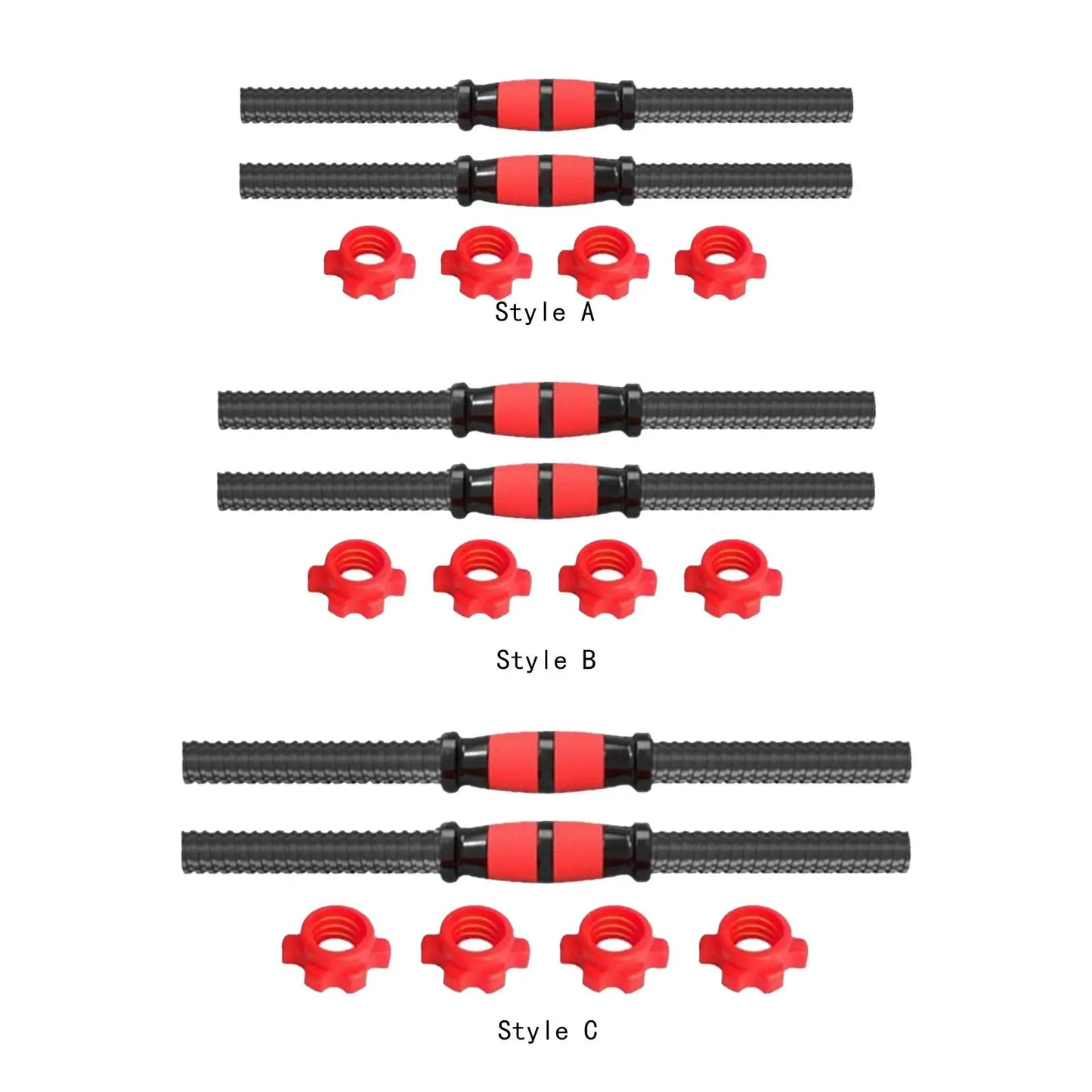 2x Dumbbell Bars Adjustable Threaded Stainless Steel Nonslip Grip Barbell Handle