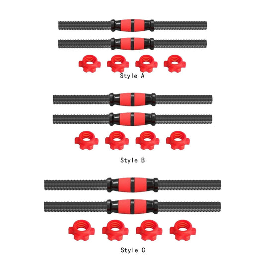 2x Dumbbell Bars Adjustable Threaded Stainless Steel Nonslip Grip Barbell Handle