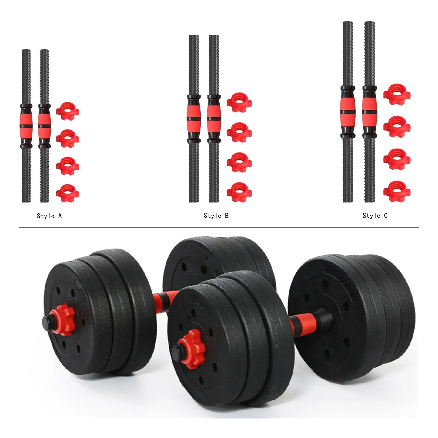 2x Dumbbell Bars Adjustable Threaded Stainless Steel Nonslip Grip Barbell Handle