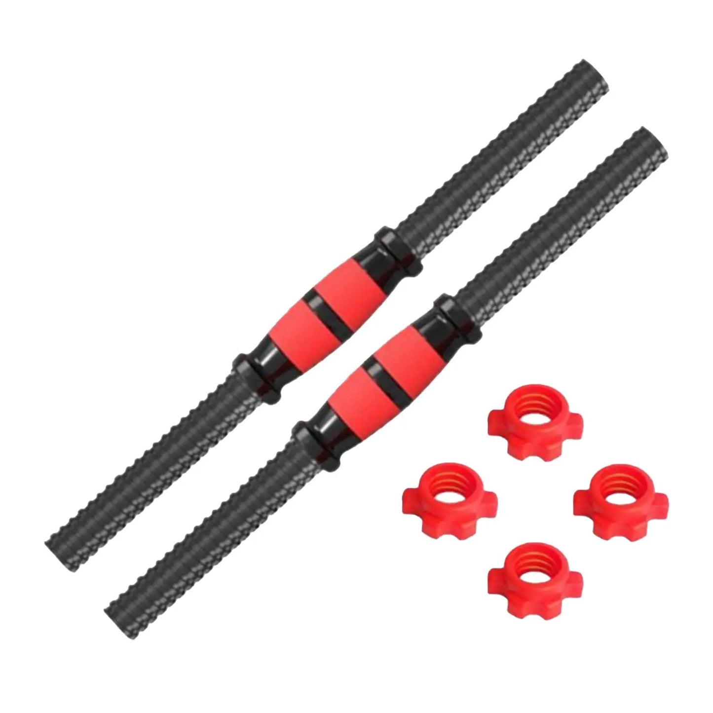 2x Dumbbell Bars Adjustable Threaded Stainless Steel Nonslip Grip Barbell Handle