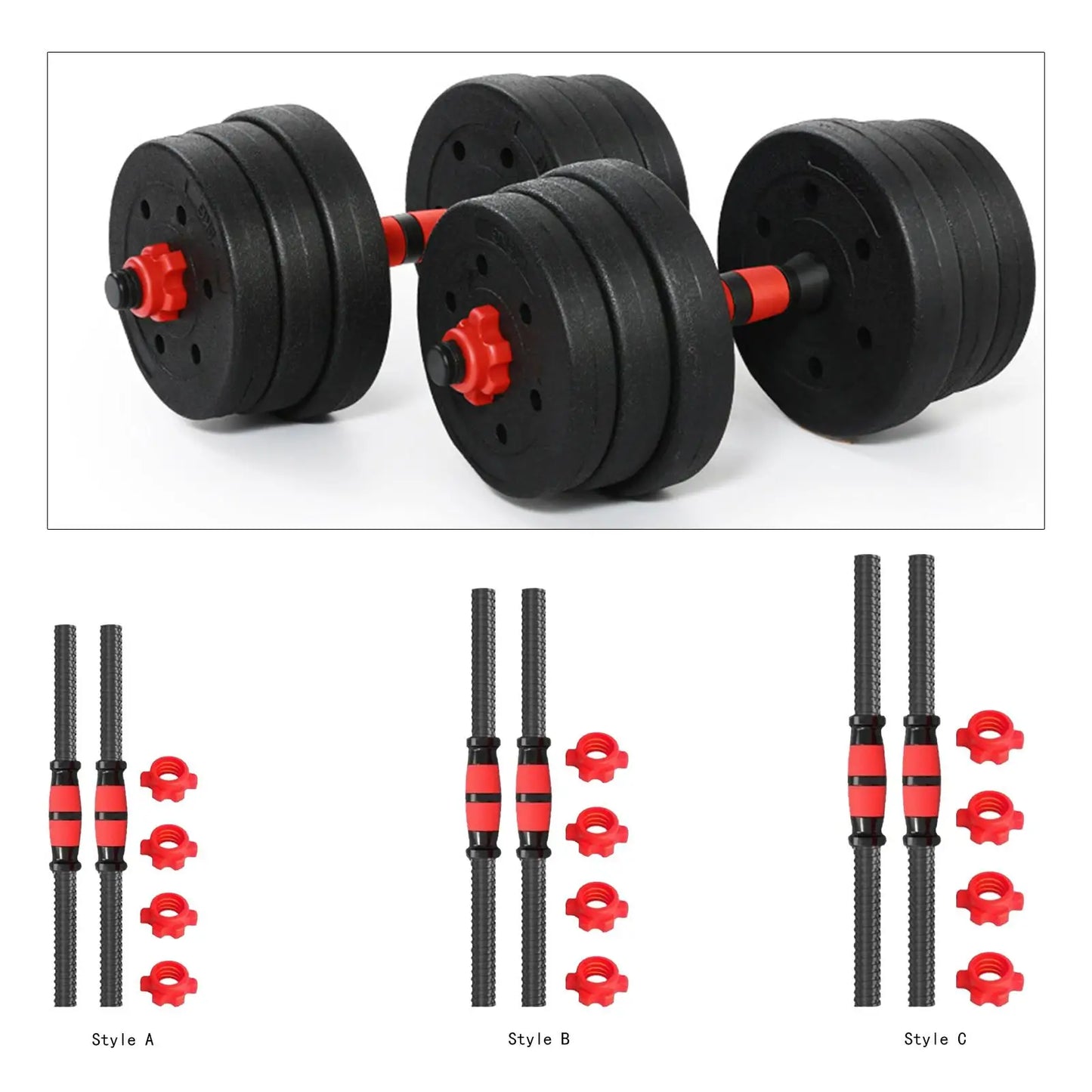 2x Dumbbell Bars Adjustable Threaded Stainless Steel Nonslip Grip Barbell Handle