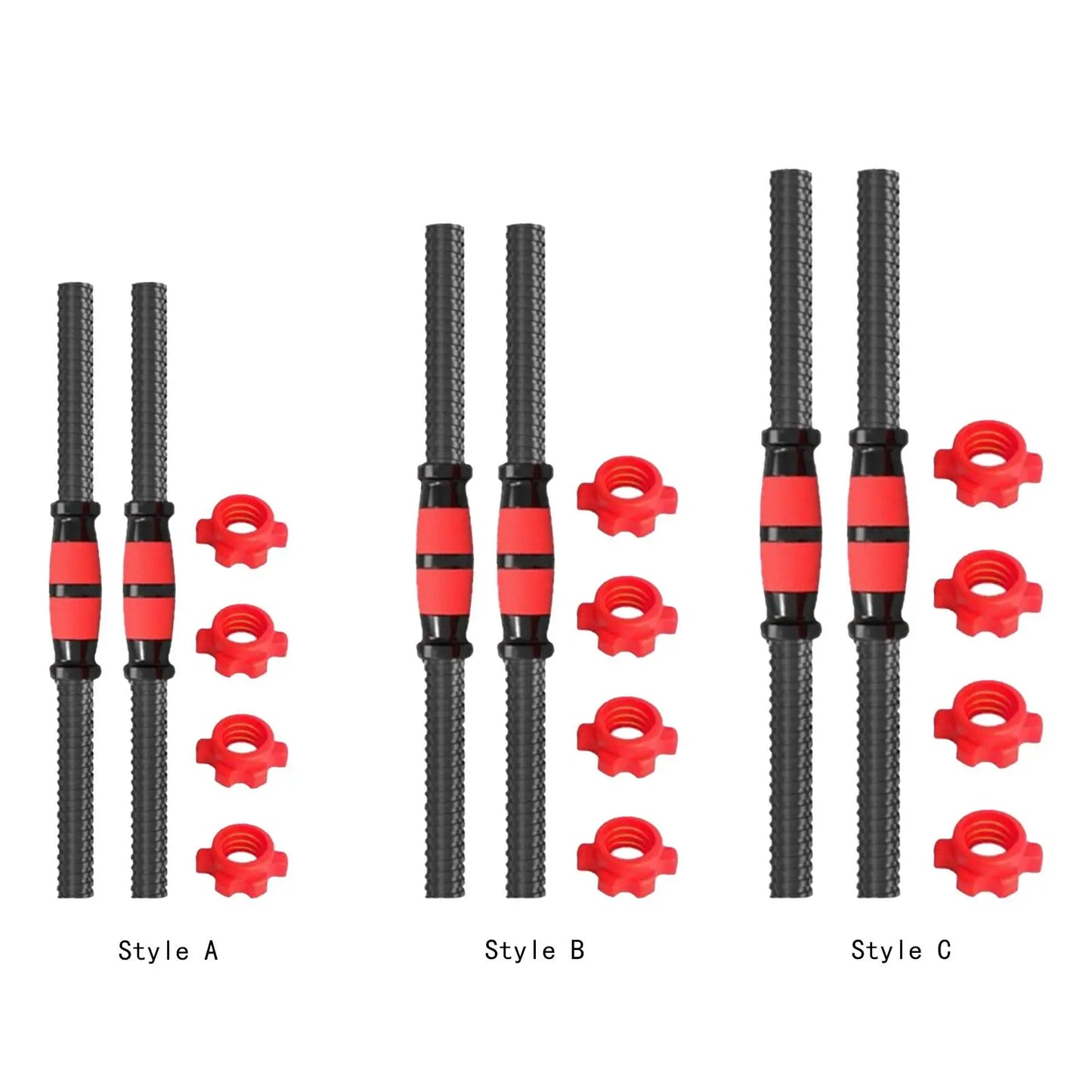 2x Dumbbell Bars Adjustable Threaded Stainless Steel Nonslip Grip Barbell Handle